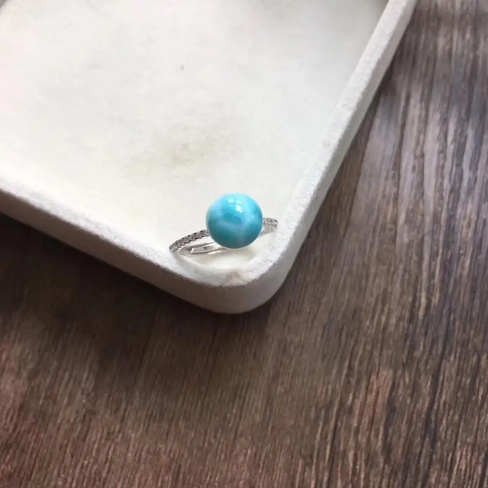 Натуральный Синий Larimar для женщин и мужчин регулируемое кольцо AAAAA серебро 925