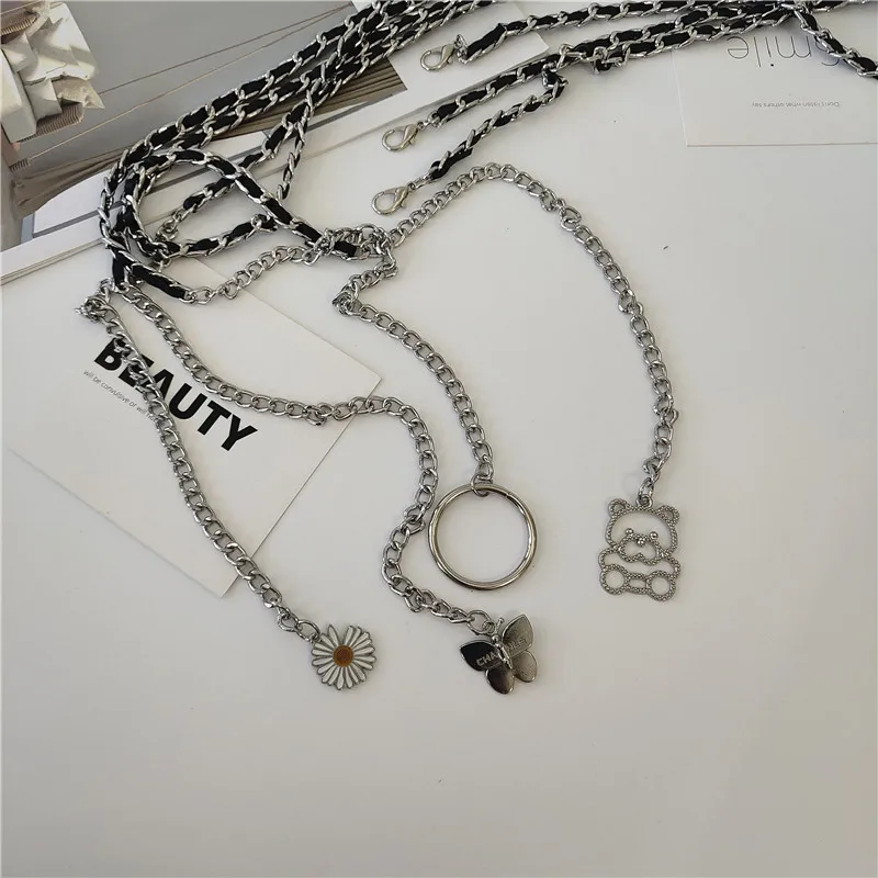 

Цепной привод, женское тонкое ремни простые универсальные платье металлической подвеской медведь железное кольцо мода кожаный пояс