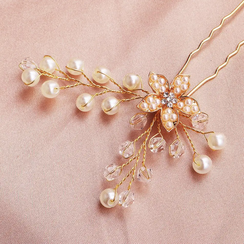 Новинка свадебные шпильки для волос ручной работы с белыми цветами и серебряными