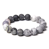 matte mixed natural 10mm stone beads bracelet for men women distance classic genuine mineral gem stone beaded bracelet wholesale