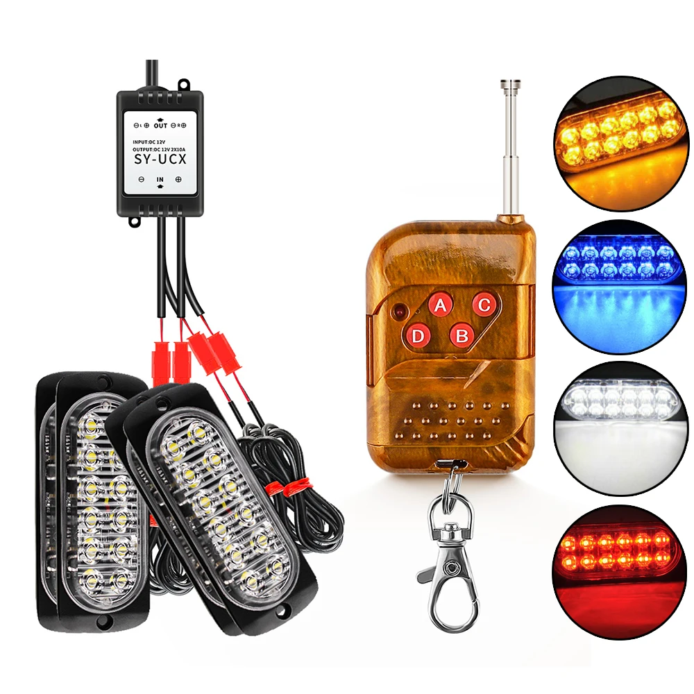 

Emergency Car lights Warning 16 Modes 2 wire DC12-24V 6500K 12LED Car Truck