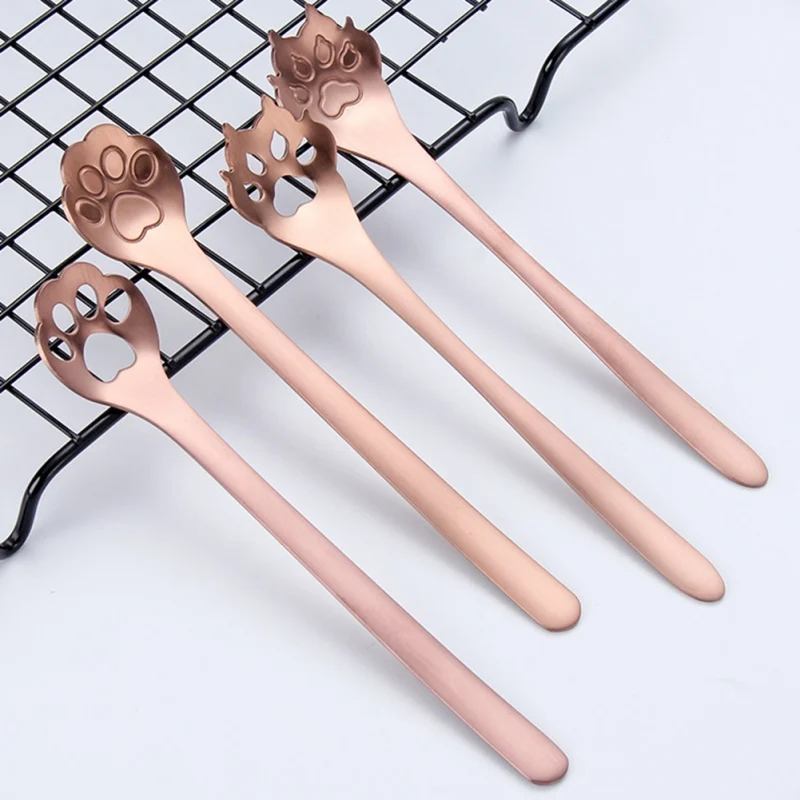 Симпатичный мини 304 Нержавеющая сталь помешивая ложкой ложки с длинной ручкой в