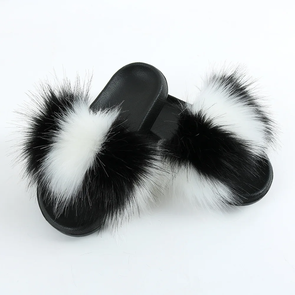 

Women Summer Faux Fur Slides Women Fake Fur Slippers Women Solid Non-slip Indoor Slippers Women Flip Flops Drop Shipping