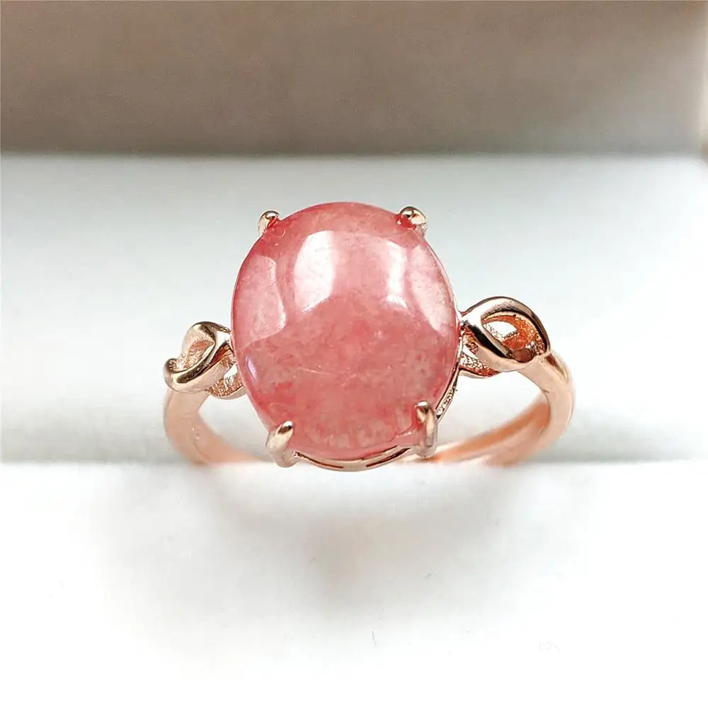 

Натуральный Красный Родохрозит Роза регулируемый размер кольцо 13x1 1 мм 925 пробы Серебряное кольцо для женщин овальная бусина AAAAA