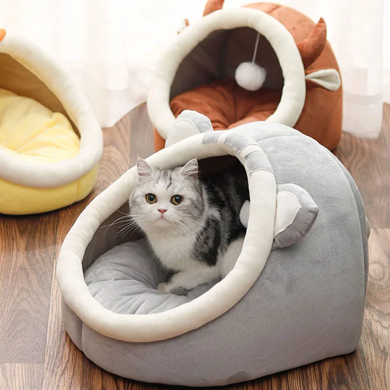 

Cat Bed House Soft Plush Pet Kennel For Samll Cats Dogs Winter Warm Deep Sleep Cozy Dog Bed Washable Kitten Beds Pets Supplies
