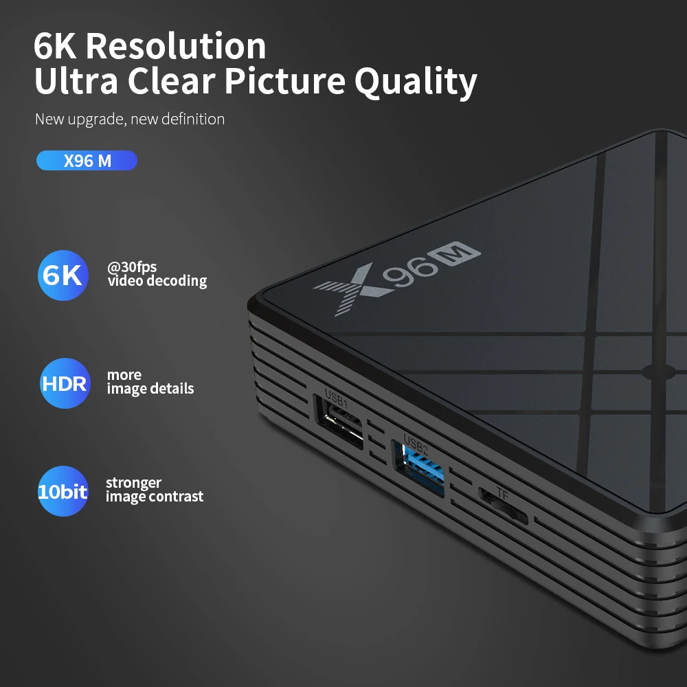 Смарт ТВ-бокс X96M. 2/4 Гб RAM 16/32/64 ГБ ROM PC Android9.0 TV Box. 2 4 GWiFi USB TF карта 6K медиаплеер мини