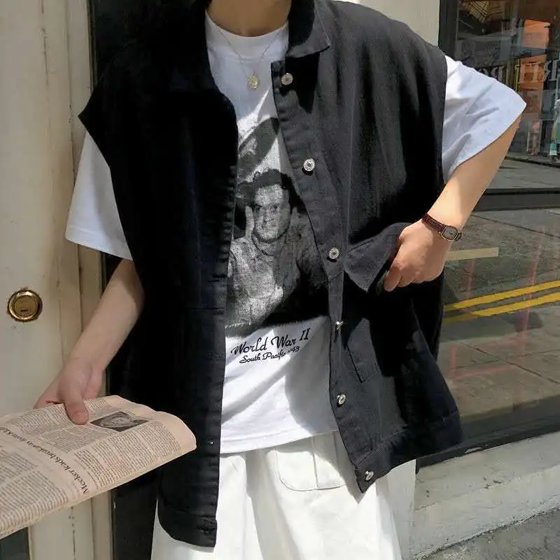 

Vests Women BF Style Oversized Sleeveless Summer Chic Cargo Harajuku Teens Street Jacket Denim Harajuku Trendy Couples Outwear