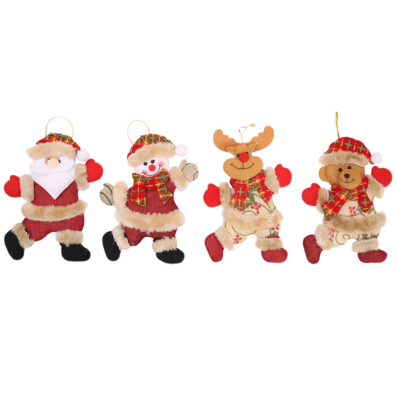 Christmas Tree Accessories Small Doll Dancing Old Man Snowman Deer Bear Cloth Puppet Hanging Gift |