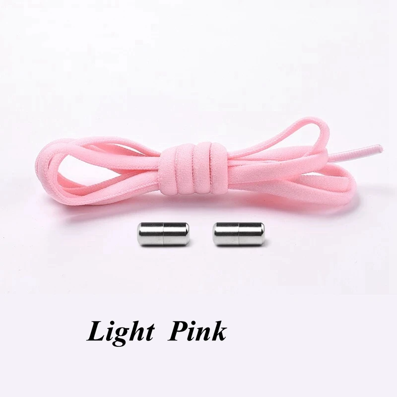 Pink 1 пара эластичных шнурков, круглые шнурки без шнурков для обуви для детей и взрослых, шнурки для кроссовок, быстросохнущие шнурки 19 цветов - Цвет: Pink