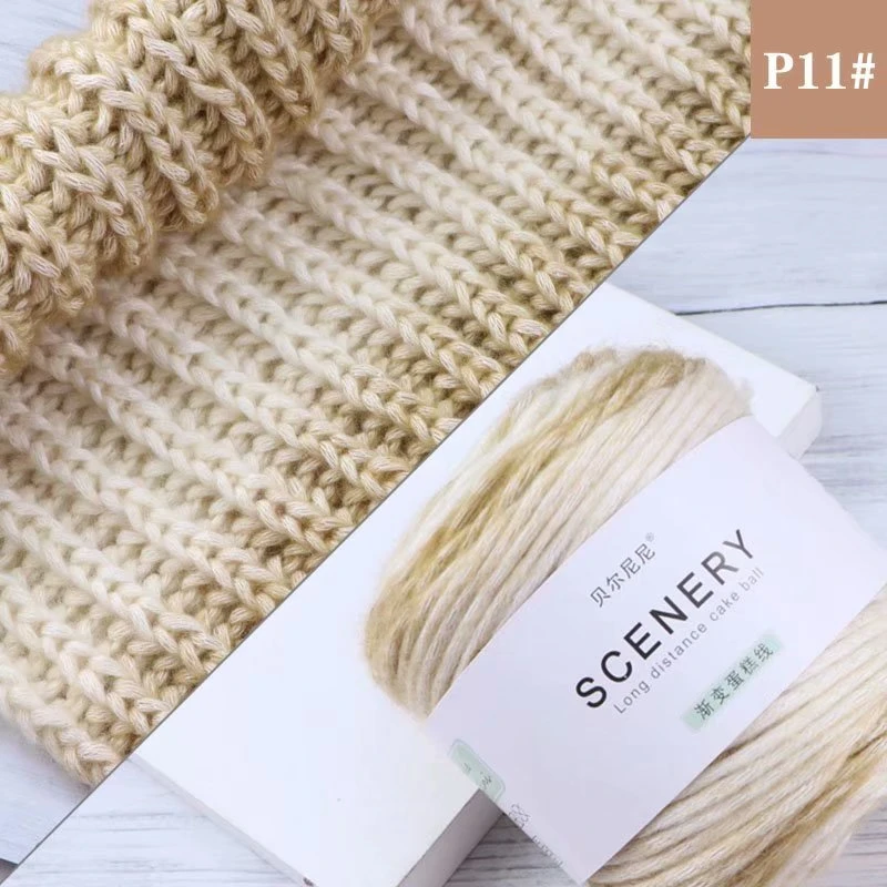 Gradient long section dyed rainbow natural knitted blanket wool yarn crochet blend 100g / pc scarf sweater hand-knitted | Дом и сад