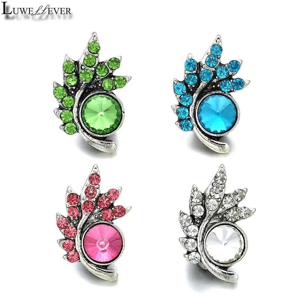 

Luwellever Leaves Component w152 Flower Crystal 18mm Metal Snap Button For Bracelet Necklace Jewelry Accessorie Findings