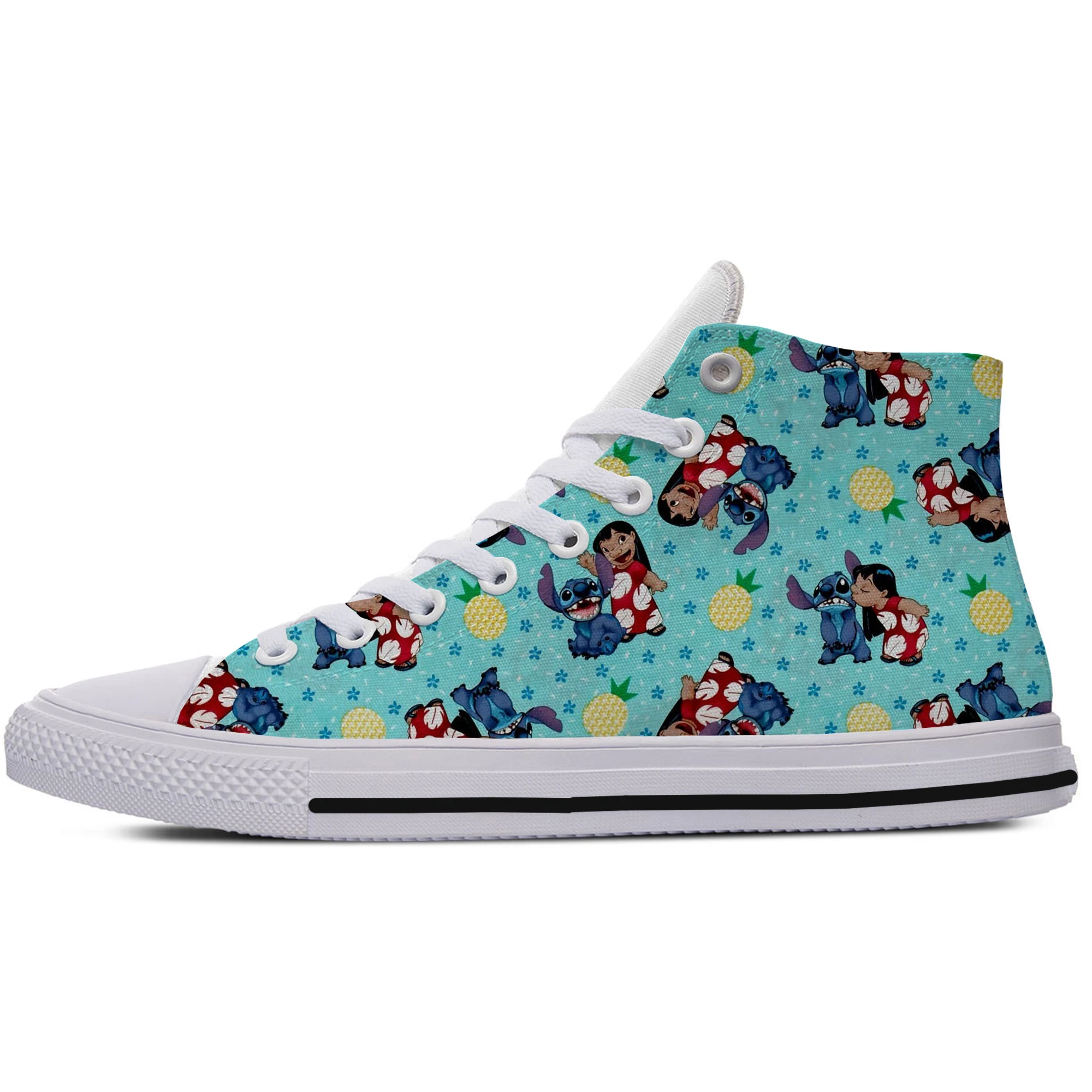 17-52-10 Женская Повседневная парусиновая обувь по индивидуальному заказу; Lilo Stitch; обувь с высоким берцем; Независимый дизайн; мультяшный стиль; Женская дышащая обувь на заказ - Цвет: 17-52-10