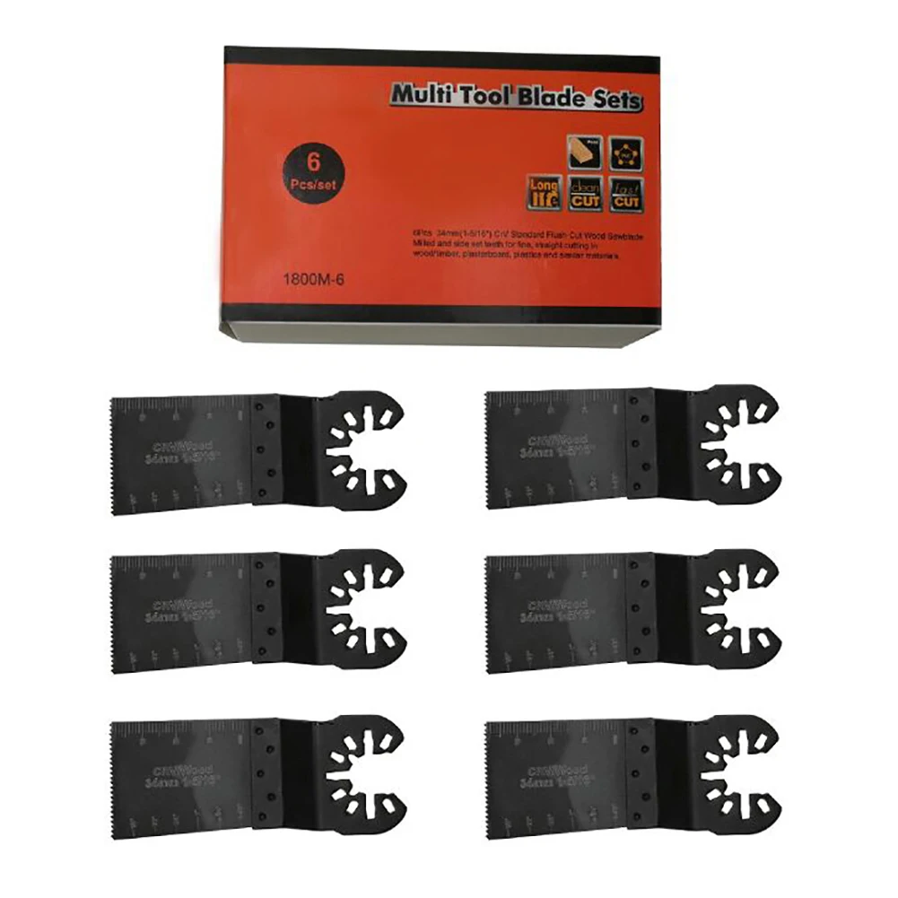 

6pcs Saw Blade Set Oscillating Multi Tool Straight Scale Multitools Cutting Wood Saw Blades Power Tools