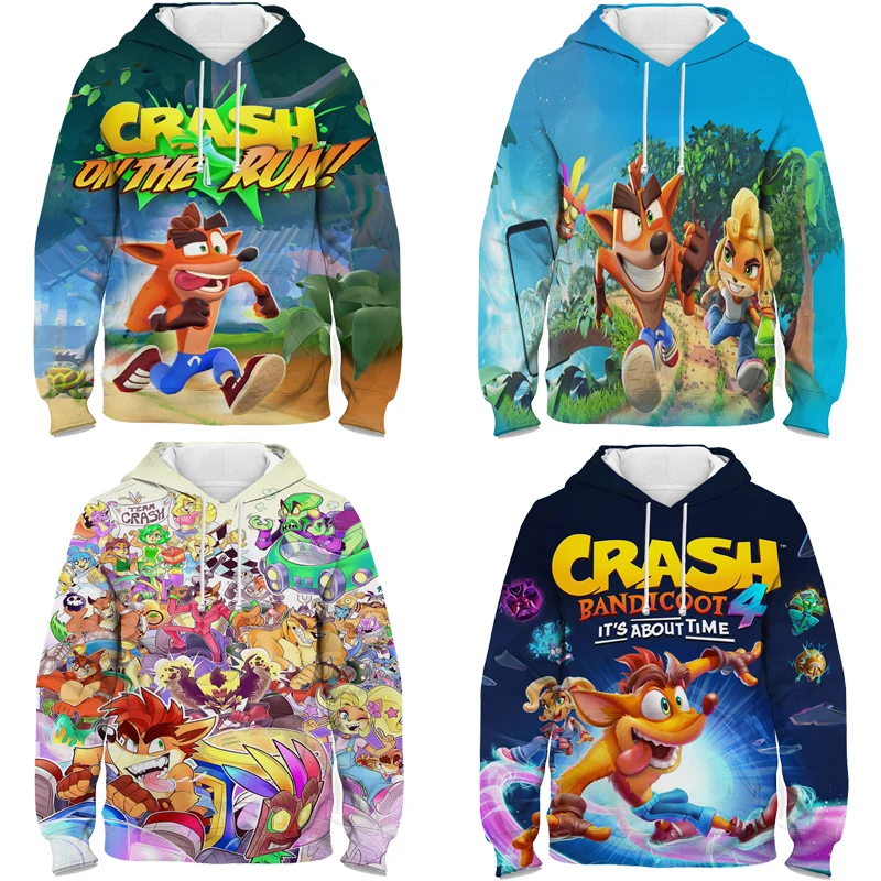 

Spring Children Crash Bandicoot On the Run 3D Print Hoodies Boys Girls Anime Sweatshirt Kids Cartoon Pullovers Toddler Tops Coat