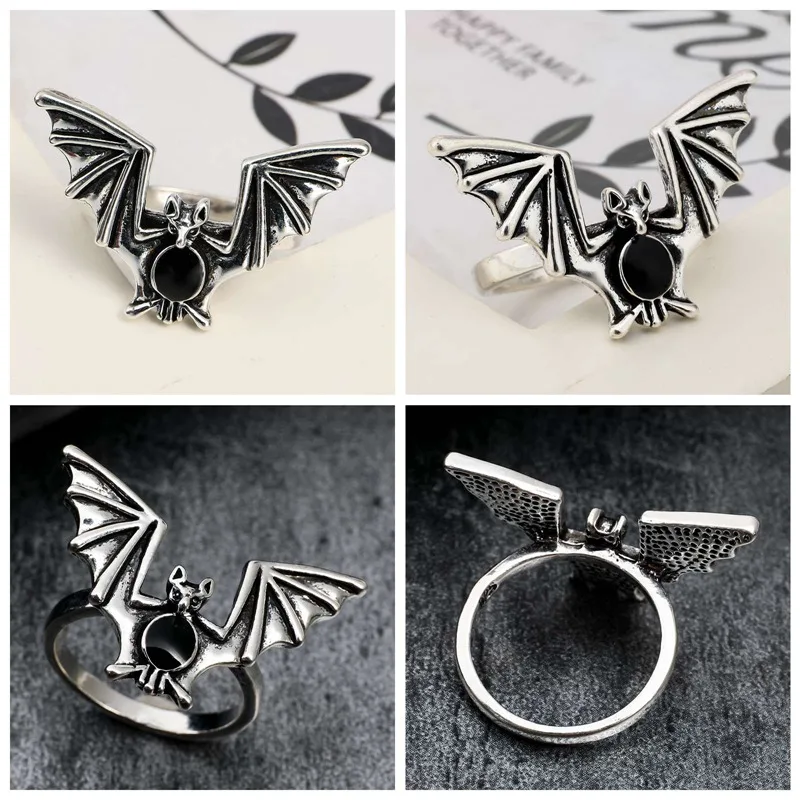 Кольцо регулируемое в готическом стиле унисекс кольцо для Хэллоуина черная