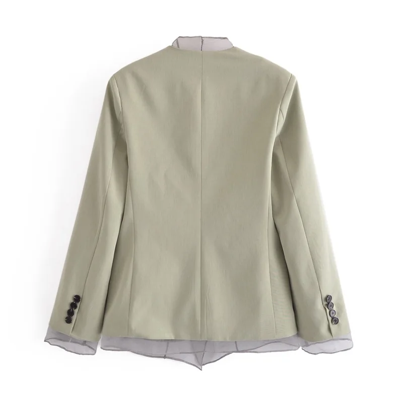 

Women's Suit 2021 Autumn Women's New Elegant Slim Fit Long Sleeve Mesh Stitching Suit Jacket