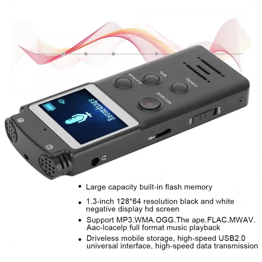 Цифровой аудио рекордер HIFI диктофон 8 ГБ профессиональный портативный MP3 FM для