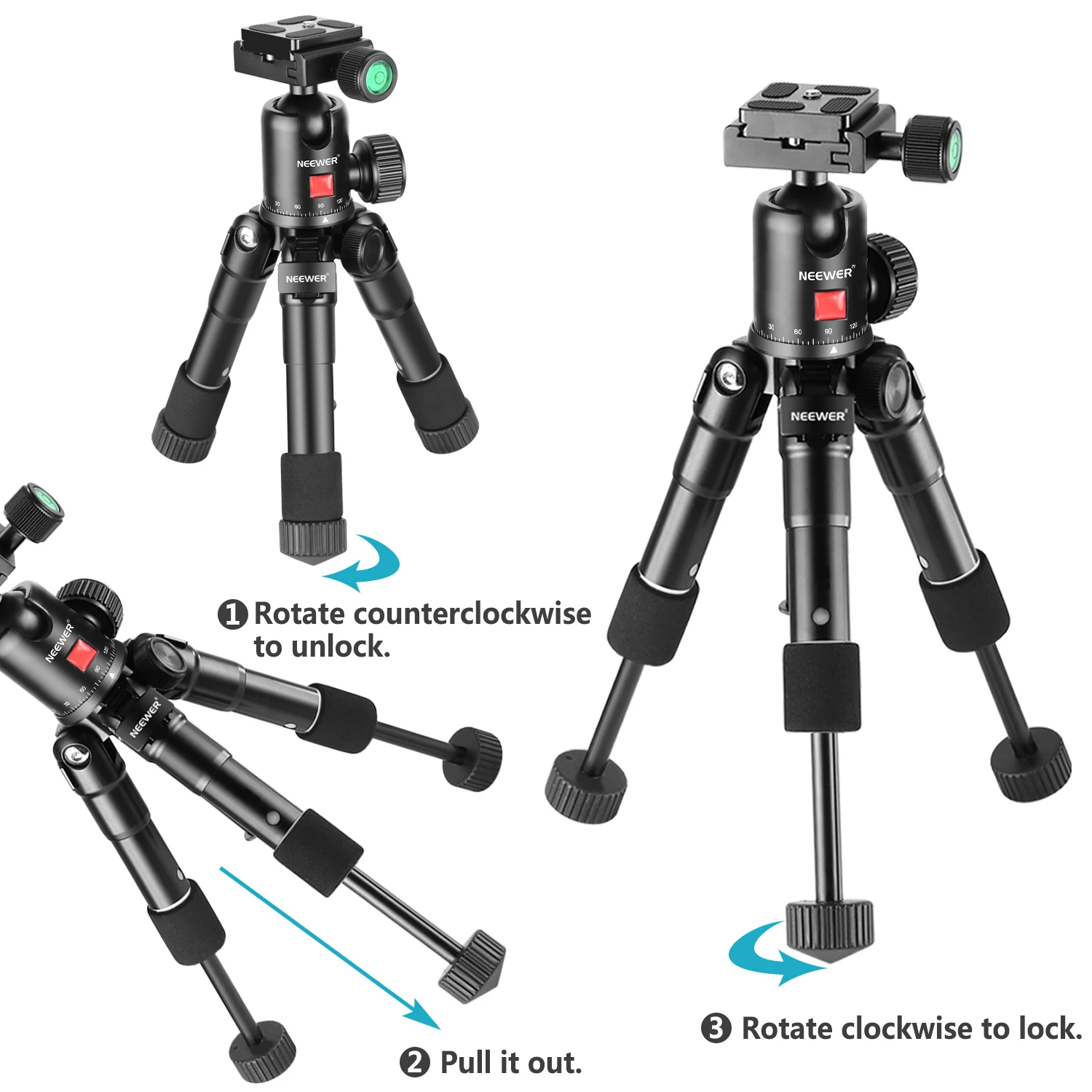 

Neewer 20 inches Portable Desktop Mini Tripod with 360 Degree Ball Head for iPhone, Samsung, Huawei Smartphone, DSLR Camera