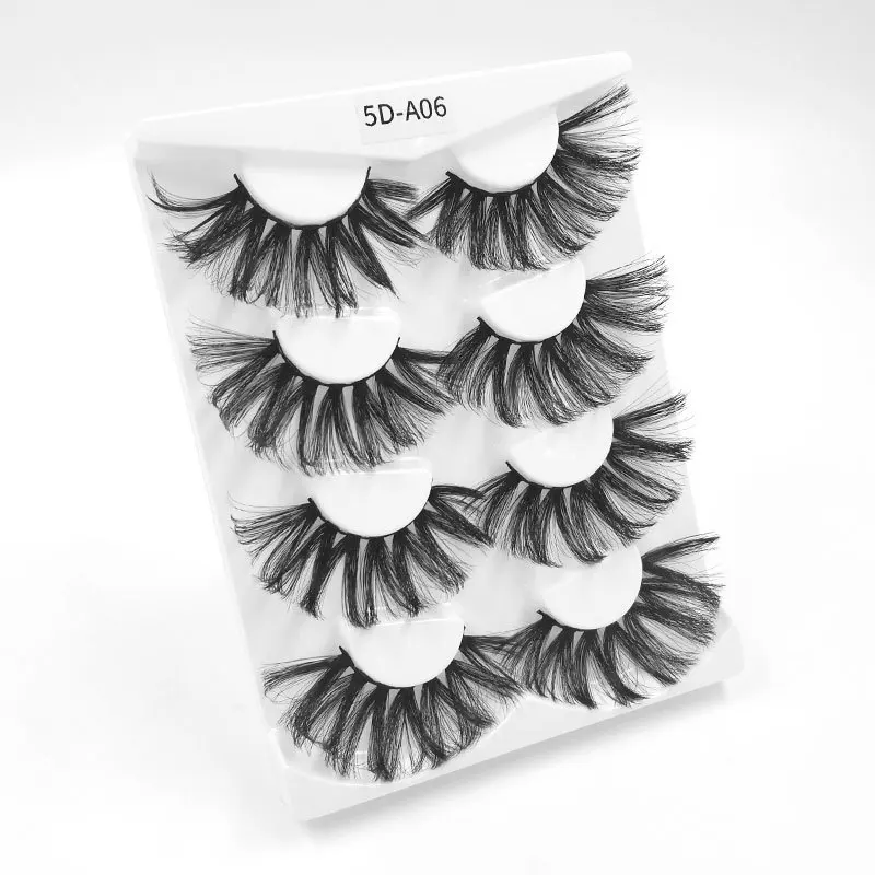 

4 Pairs Mink Eyelashes 25mm Lashes Fluffy Messy 3D Mink Lashes Wholesale, 5 Pairs Natural Long Thick Cilios Postiço Extension