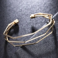 2022 new gold metal alloy arrow link chain twist bangle new three layer romantic open cuff banglesbracelet set for women