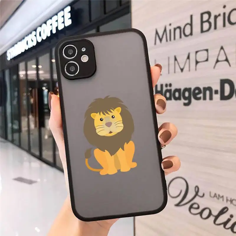 

Cute cartoon little lion Phone Case Matte Transparent for iPhone 7 8 11 12 s mini pro X XS XR MAX Plus cover funda