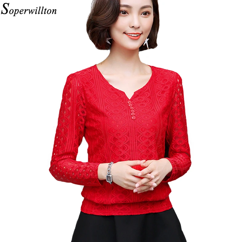 Women's New 2020 Chiffon Hollow Out Lace Blouses Tops Feminine Long Sleeved Shirt Button Top Plus Size 3XL Blusa Femme Fiminina |
