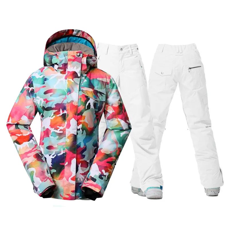 Модный Камуфляжный женский зимний костюм 10K водонепроницаемые ветрозащитные