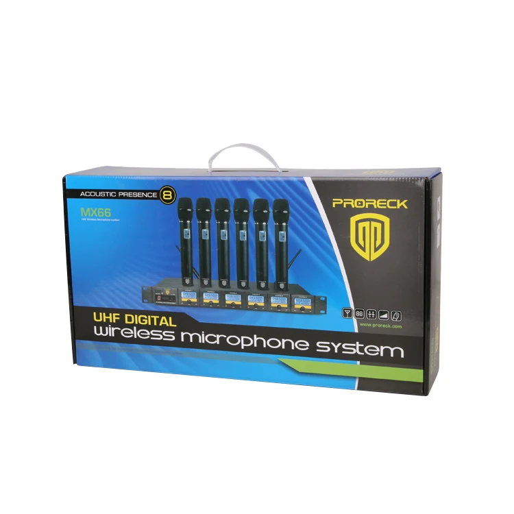 저렴한 MX66 6 채널 전문 진정한 다이버시티 Uhf 무선 마이크 시스템, 6 개의 핸드 헬드 마이크 포함