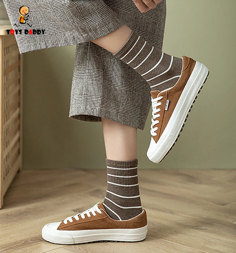Новые белые черные кофейные Женские полосатые хлопковые носки Harajuku брендовые