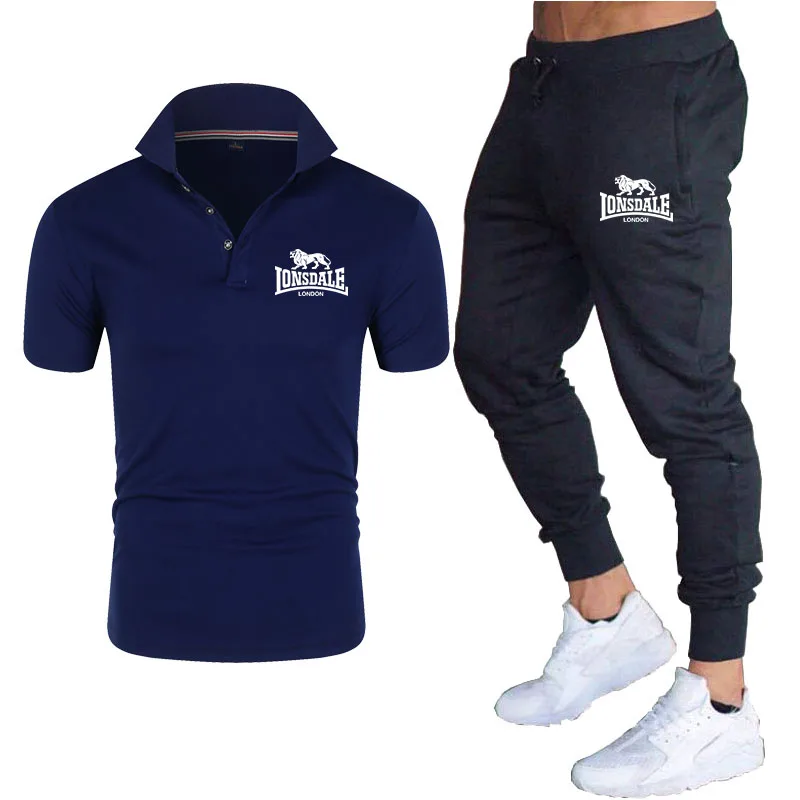 

Summer Men's Breathable Short Sleeve Polo Shirt Pure Cotton Trousers Pure Color Simple Style Slim Handsome Fashion