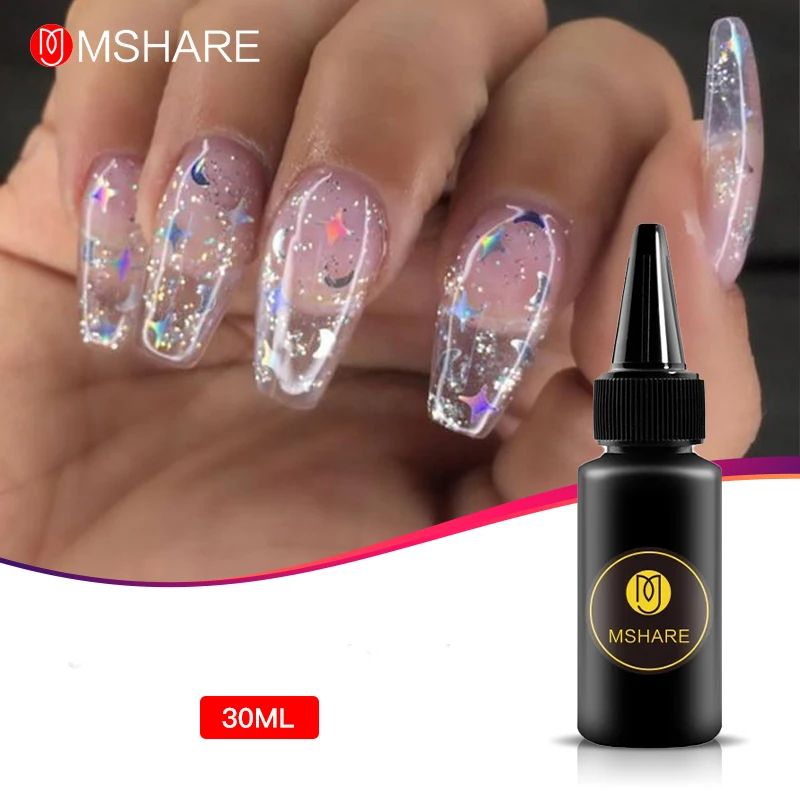 

MSHARE Self Leveling Gel Nails Extension Thick Quick Building Clear Milky White Led UV Gel Soak Off 30ml