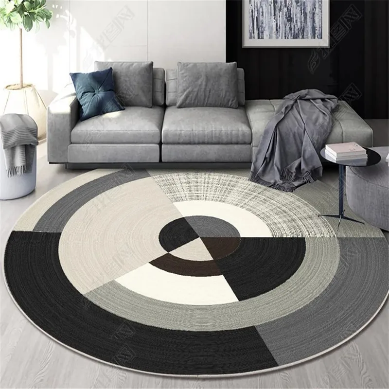 Nordic Round Carpet Indoor Printed Decoration Anti-slip Area Rugs Living Room Bedroom Bedside Bay Window Sofa Floor Decor Mat