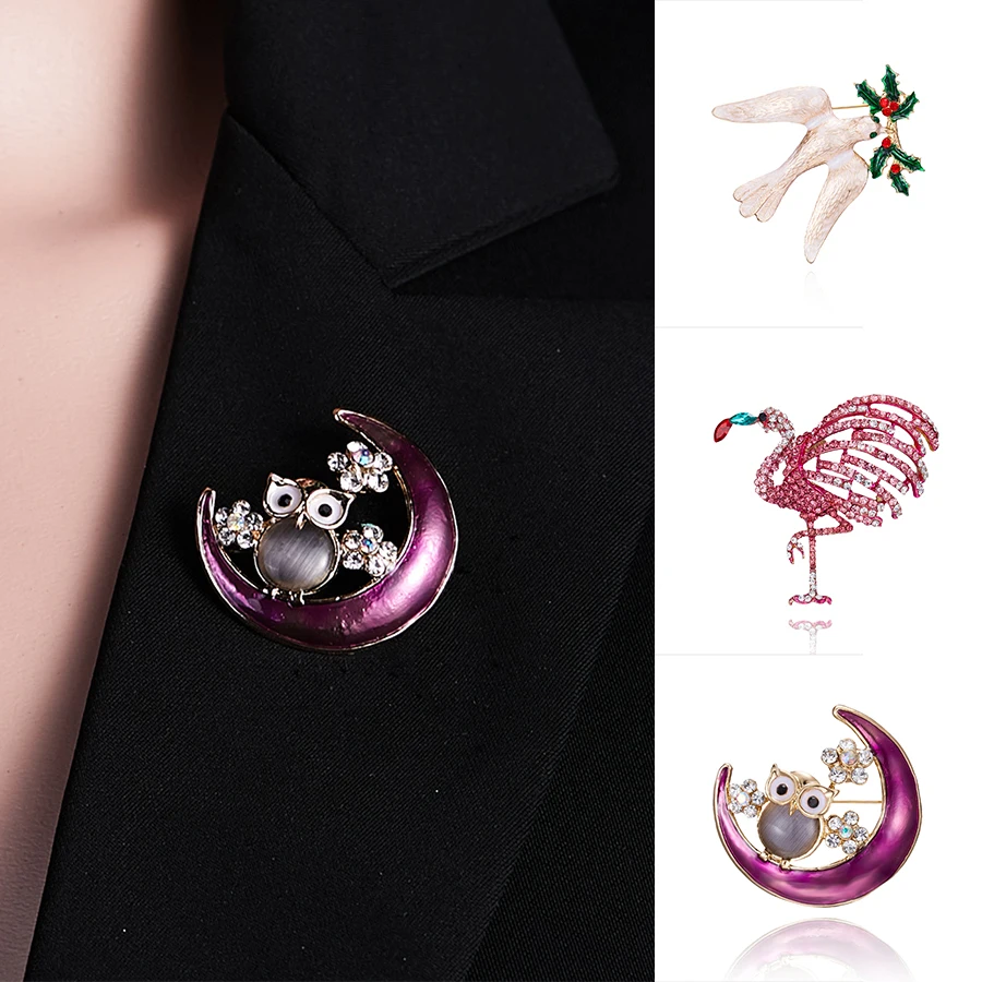 Животные голубь Броши с птицами мило птица мира кран совы брошь для банкета