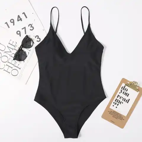 2023 Summer Swimsuit Women One Piece Bikini Female Thin Straps Bathing Suits Bodysuit Sexy Solid Swimwear Swimming Suit Monokini