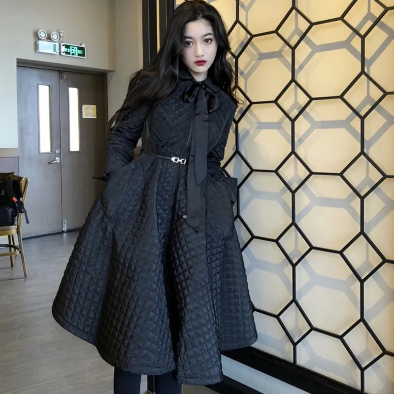 Модный корейский женский пуховик винтажная Женская куртка воротник трос пальто