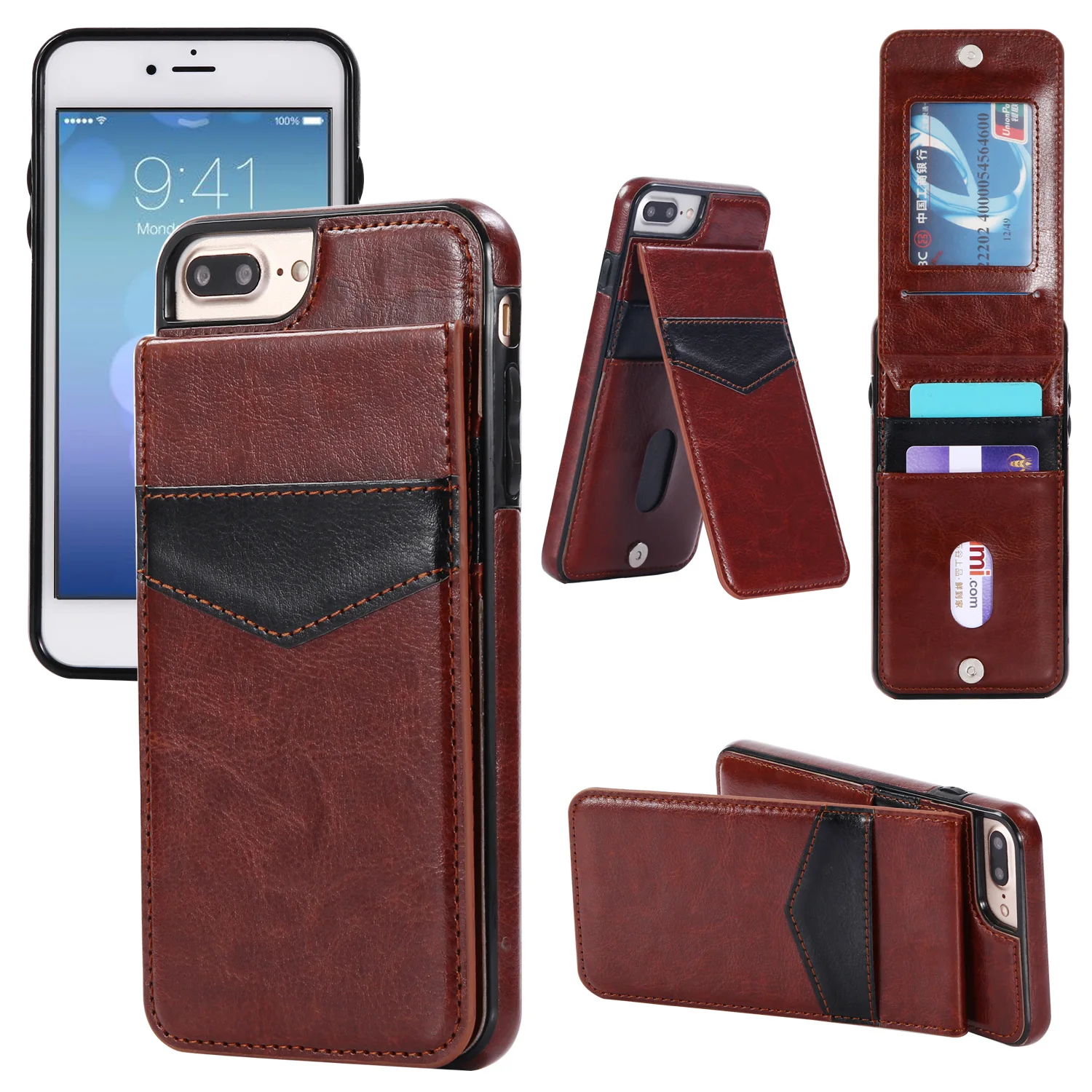 

European and American business for iphone12 skin card holder case 7plus multi-functional mobile phone case