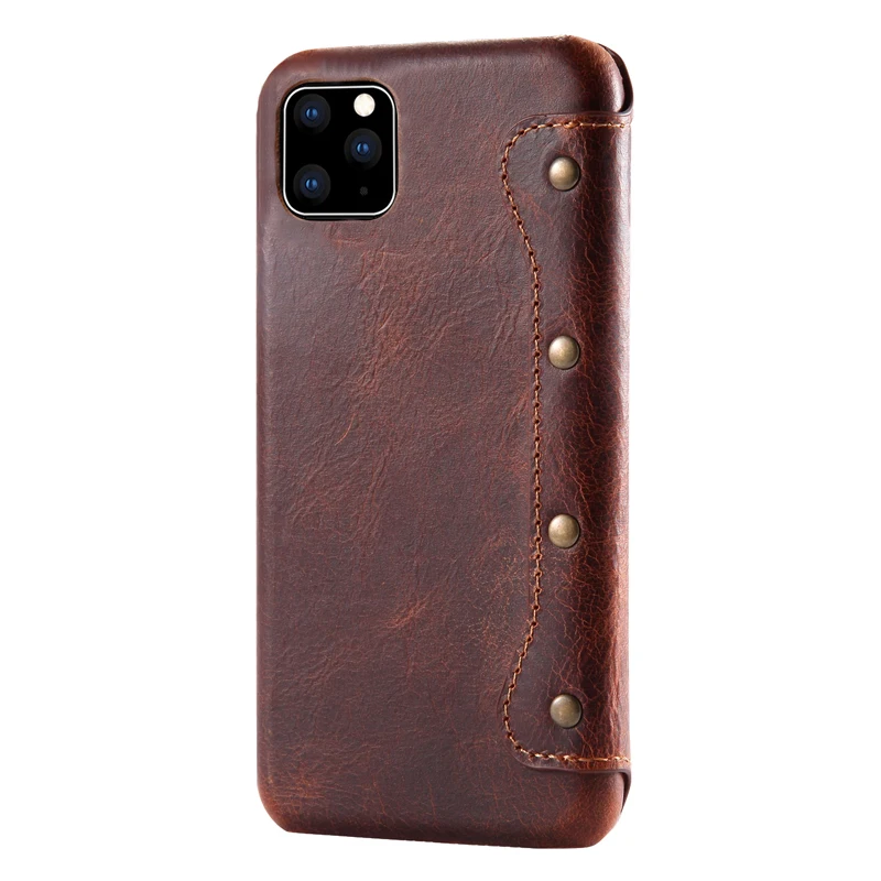 Для iPhone 11 чехол Ретро масло воск натуральная кожа флип чехол бизнес сумка для мобильного телефона чехол для Apple iPhone 11 Pro 6,1 дюймов