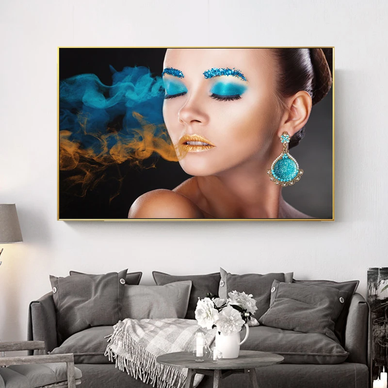 Современный макияж Обнаженная женщина картина Печать на холсте дымчатые девушки сексуальные плакаты