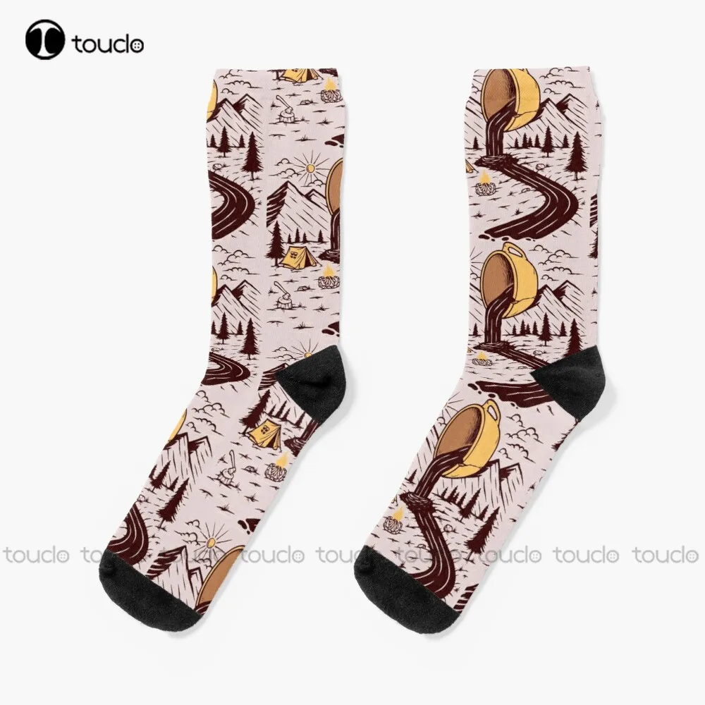 

Coffee River Natural Camping Socks Men Athletic Socks Personalized Custom Unisex Adult Teen Youth Socks 360° Digital Print