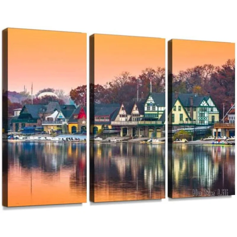 

Usa Boathouse Row Print On Canvas By Ho Me Lili Wall Artwork Modern Photography Home Decor