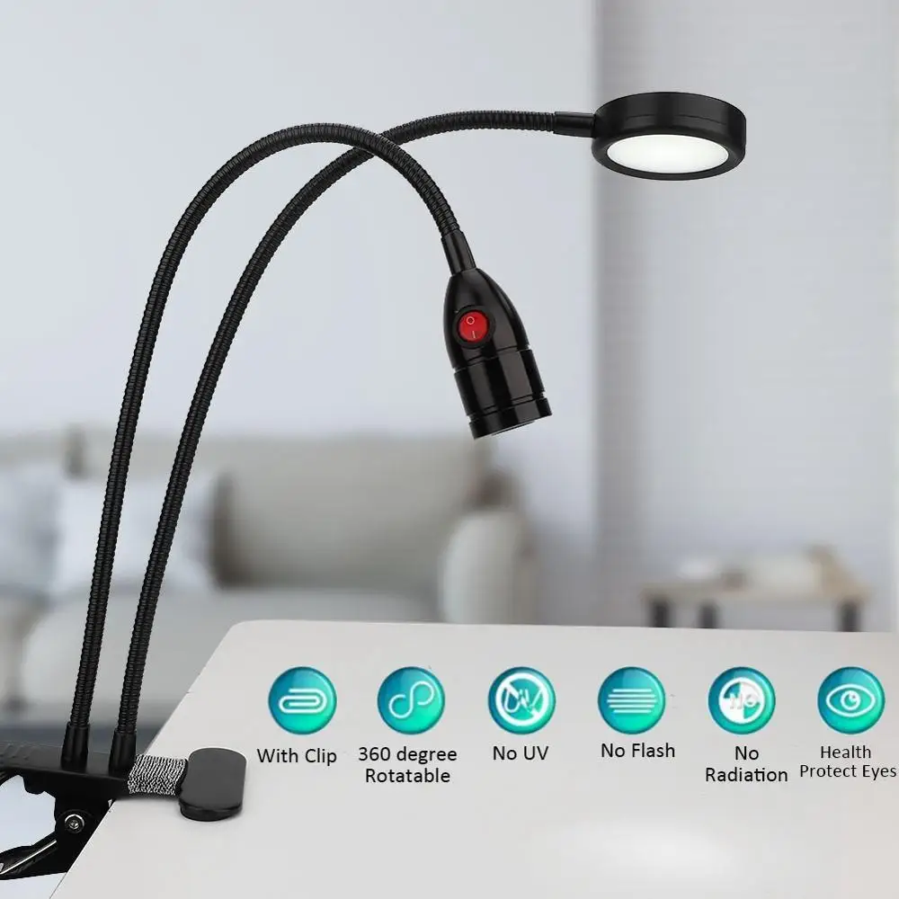 

Double USB LED Makeup Lamp Eyebrow Lip Tattoo Eye Protection Desk Light with Clip Tattoo Light Beauty Nail Tattoos Table Lamp
