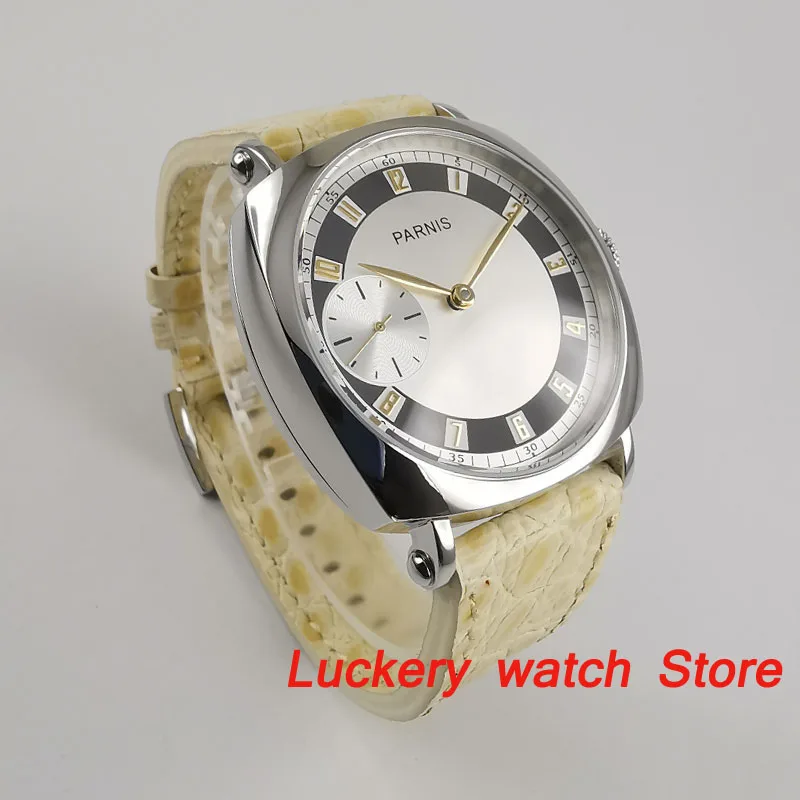 Часы parnis с серебристым циферблатом 44 мм золотые руки 17 драгоценностей 6497