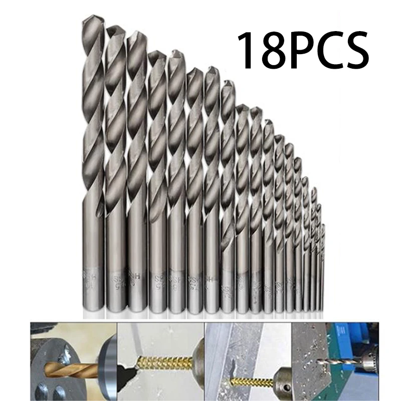 

18PCS 1-10.2mm Drill Bits HSS Straight Shank Drill Power Metal Woodworking Tools Cobalt DIY Drilling Accessories Ferramenta