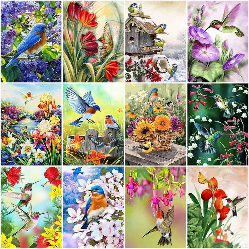 

DIY 5D Diamond Painting Brid & Flower Diamond Embroidery Cross Stitch Full Round Drill Animal Mosaic Rhinestones Art Home Decor