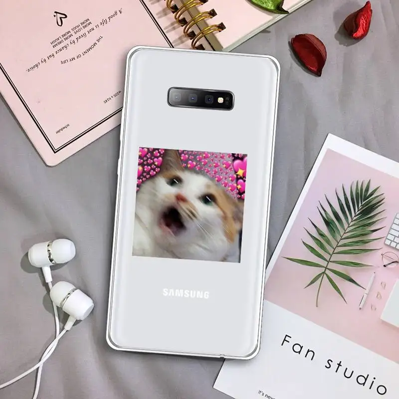 

Lovely cat animal aesthetics Phone Case Transparent For Samsung Galaxy A 71 21s S note 8 9 10 plus 20 ultra