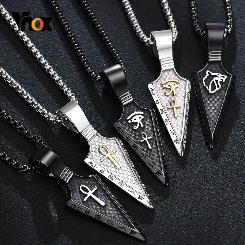 Мужское готическое ожерелье Vnox в виде копьев викингов Черные Подвески-кресты из