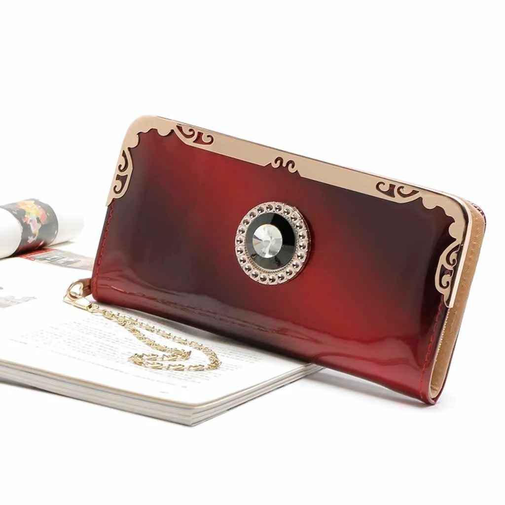 Модная женская длинная сумка из лакированной кожи с градиентом цвета Радужный