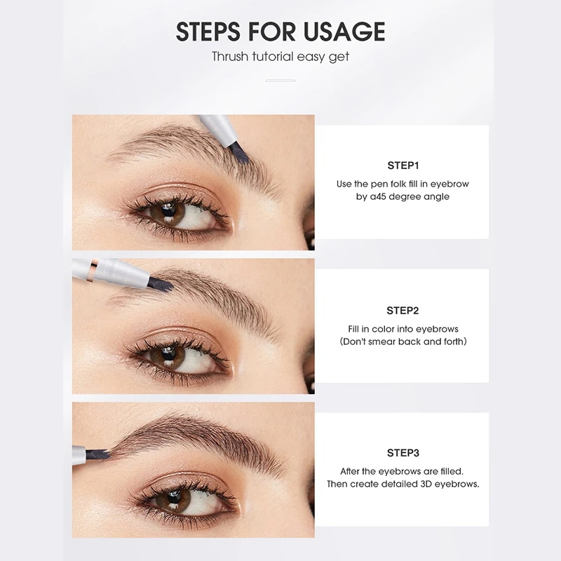 

O.TWO.O Eyebrow Tattoo Pen 3 Fork Tip Waterproof Eyebrow Pencil Cosmetics Long Lasting Makeup Natural Liquid Brow Pen