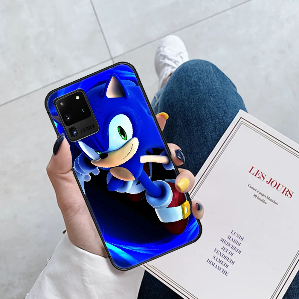 

Cartoon Blue Sonic Game Phone Case Cover Hull For Samsung Galaxy S 6 7 8 9 10 e 20 Edge Uitra Note 8 9 10 Plus black Back