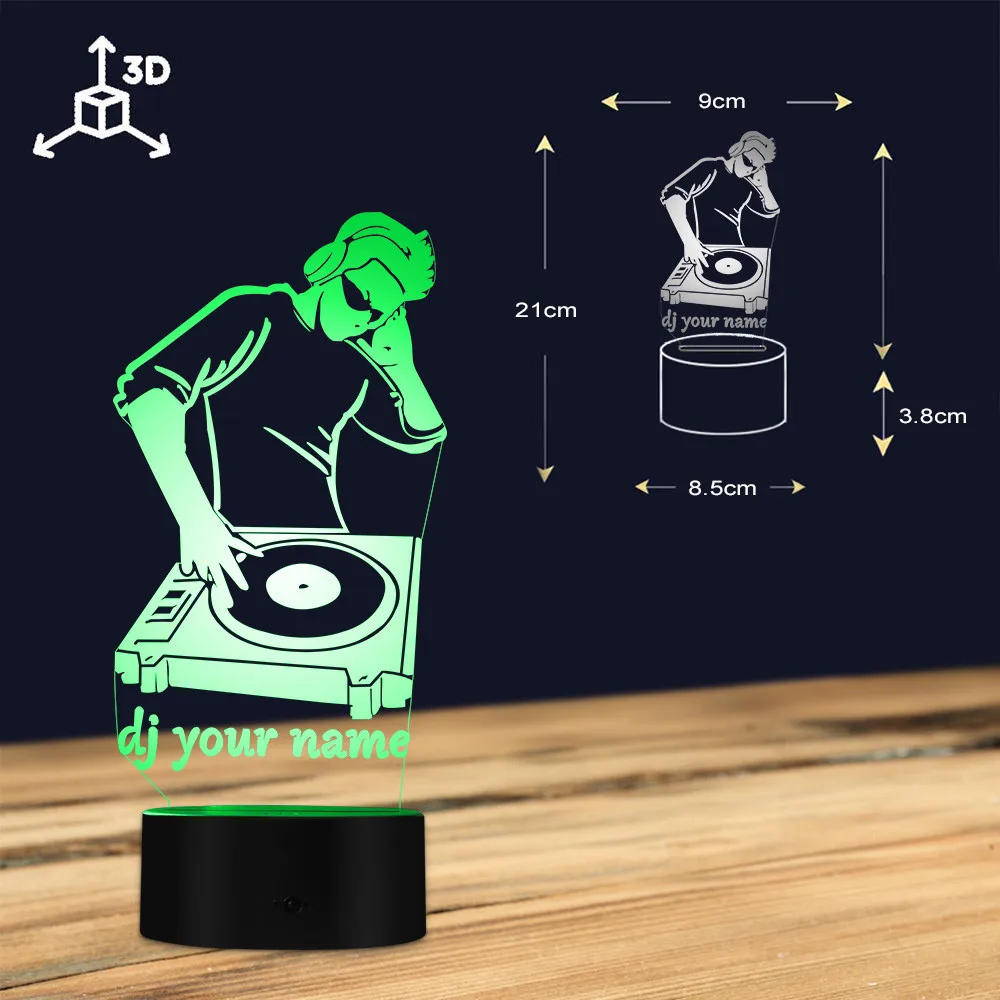 Светодиодный светильник для дискотеки, DJ, креативный Настольный светильник, DJ проигрыватель, индивидуальный дизайн, ваше имя, Музыкальный клуб, вечерние, декоративный светильник ing